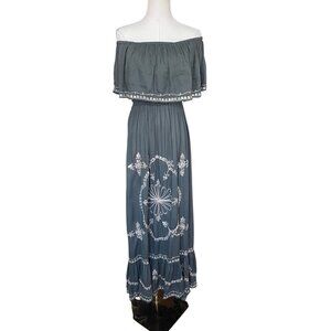 Bali Queen Boho Embroidered Maxi Dress One Size Gypsy Hippie Festival Beach
